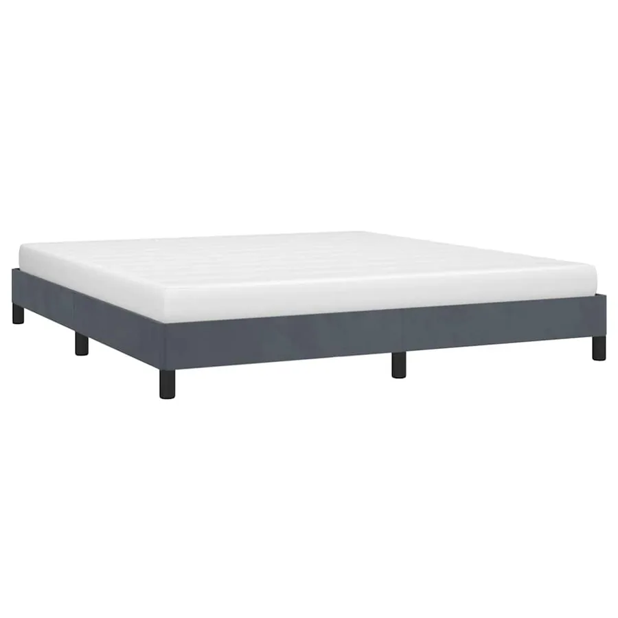 Cadre de lit gris foncé 193x203 cm velours