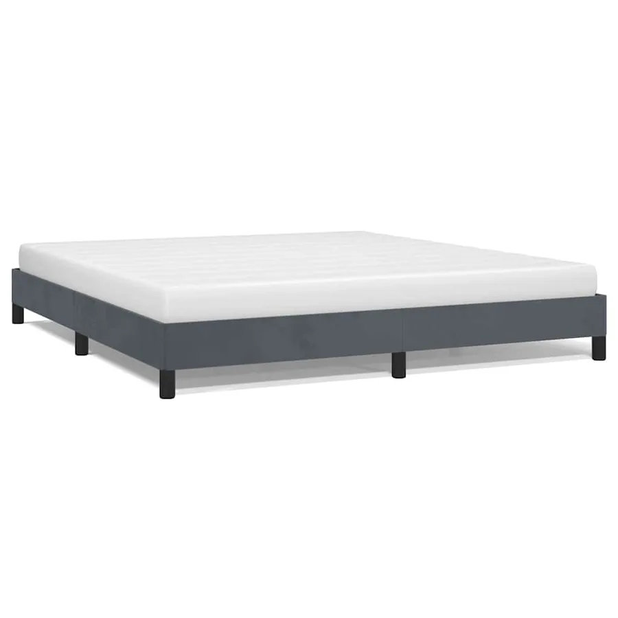 Cadre de lit gris foncé 193x203 cm velours - 2