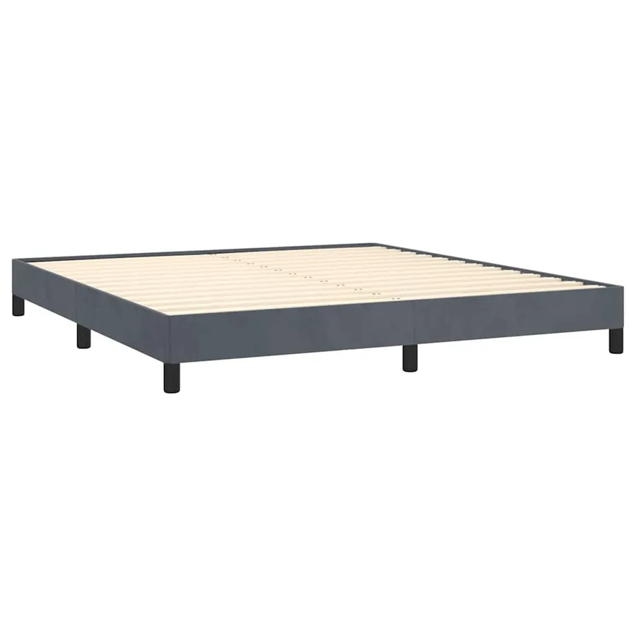 Cadre de lit gris foncé 193x203 cm velours - 3