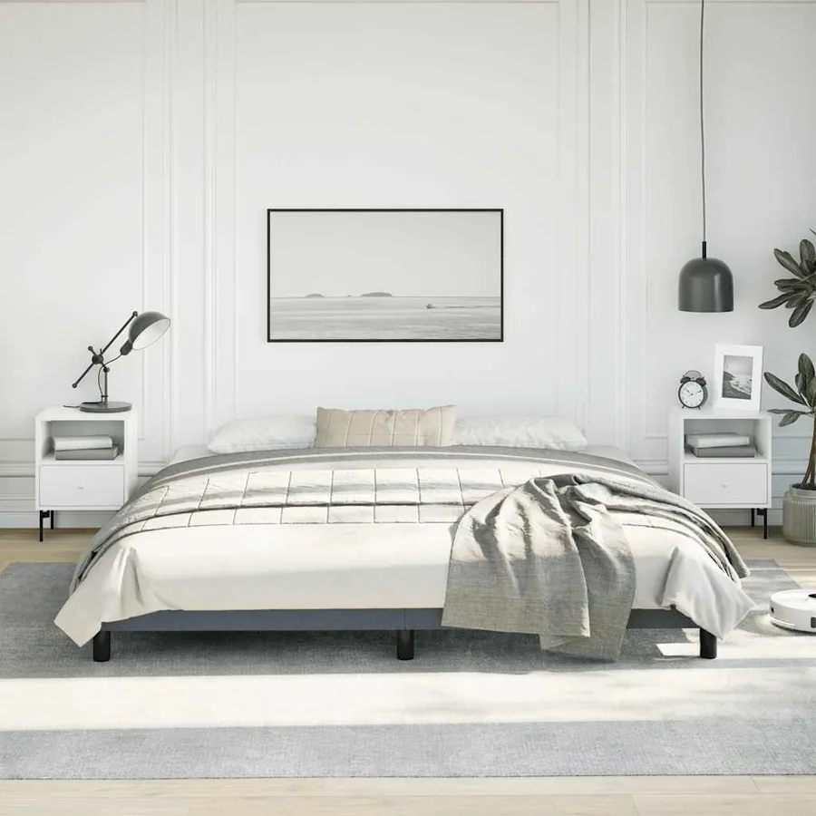 Cadre de lit gris foncé 193x203 cm velours - 4