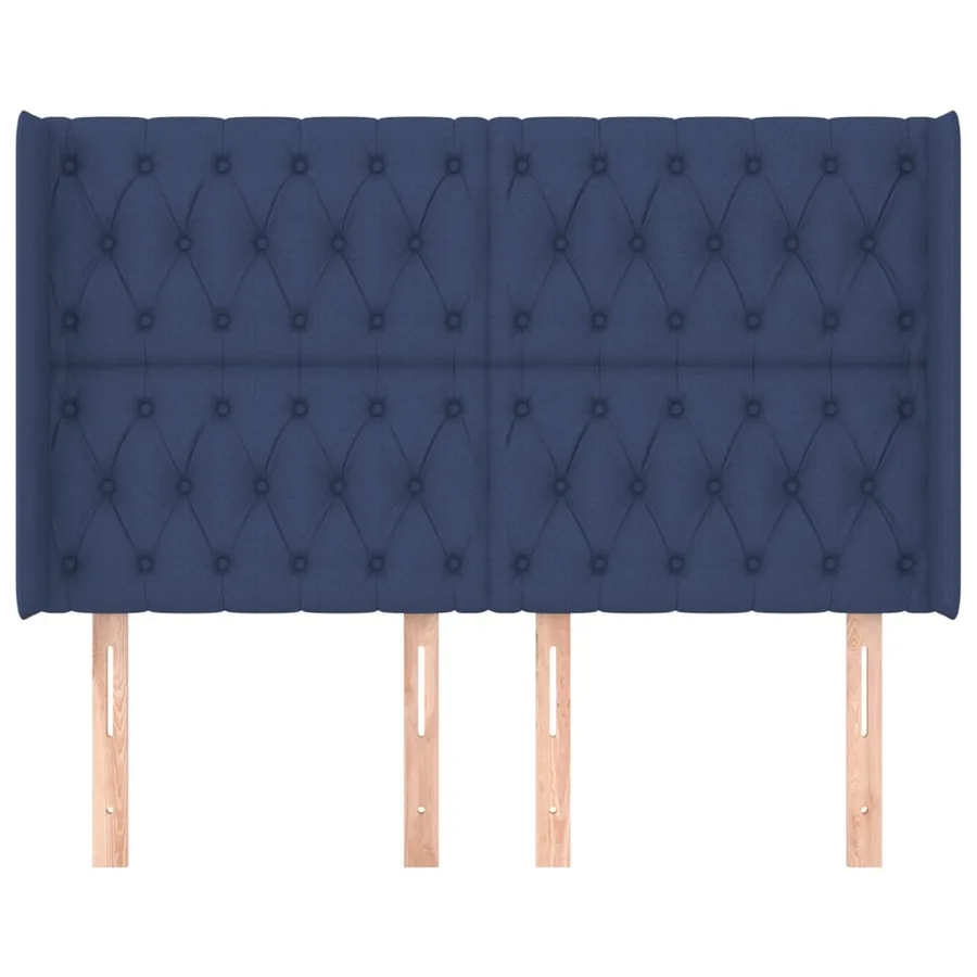 Tête de lit avec oreilles Bleu 147x16x118/128 cm Tissu - 3