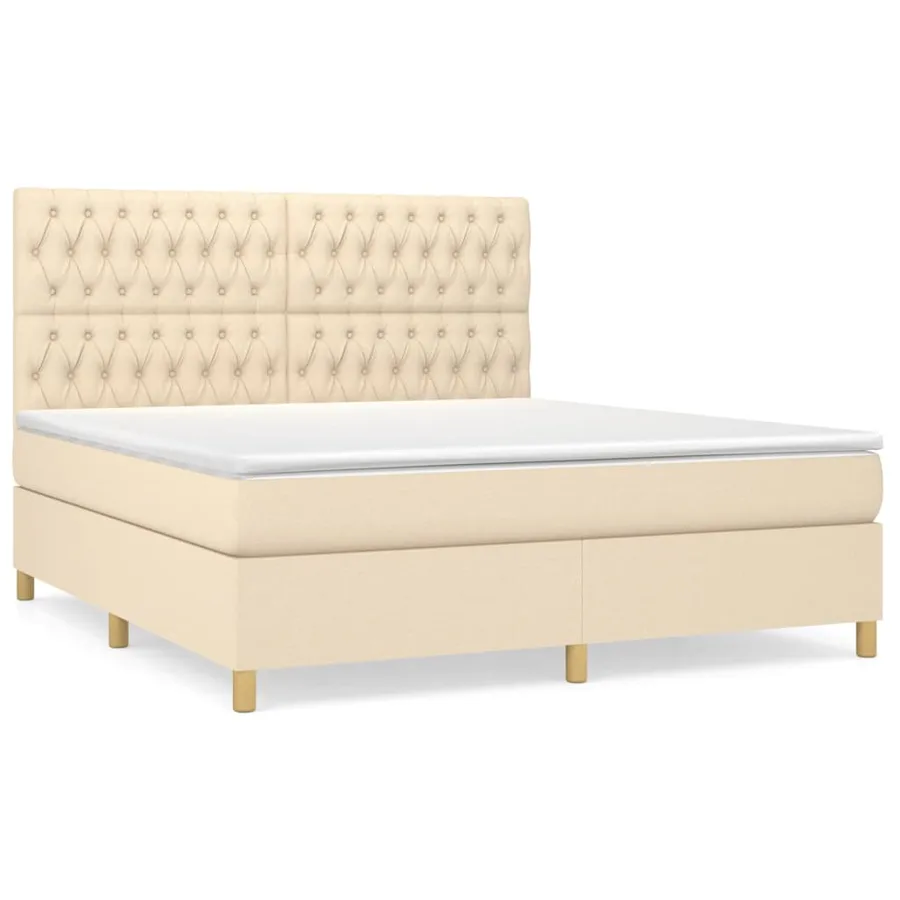Sommier à lattes de lit avec matelas Crème 180x200 cm Tissu - 2
