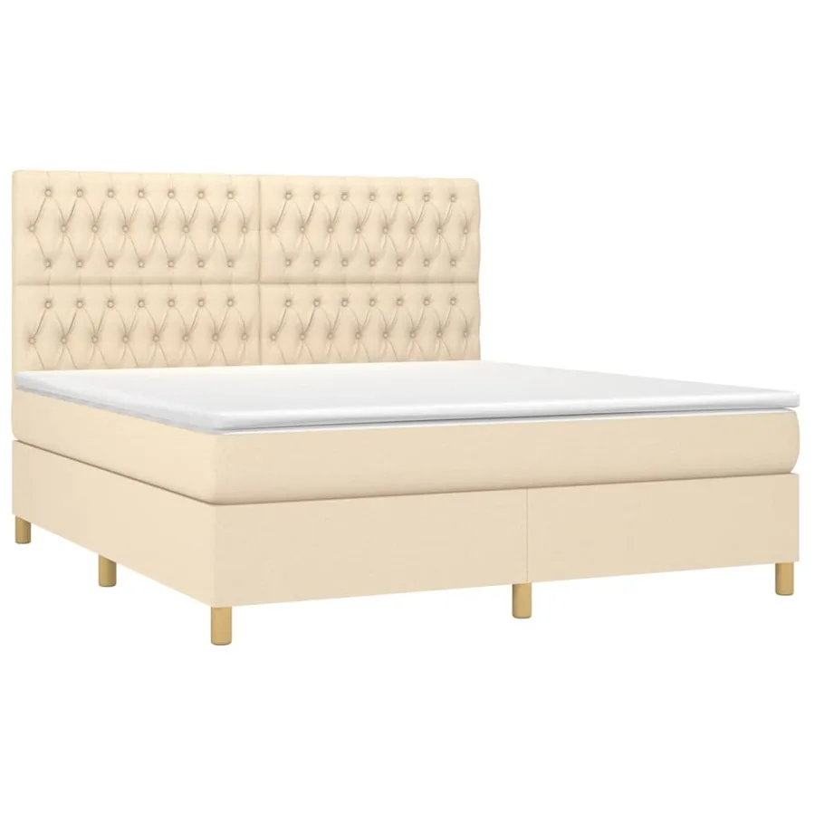 Sommier à lattes de lit avec matelas Crème 180x200 cm Tissu - 3