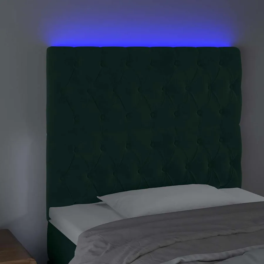 Tête de lit à LED Vert foncé 90x7x118/128 cm Velours - 4