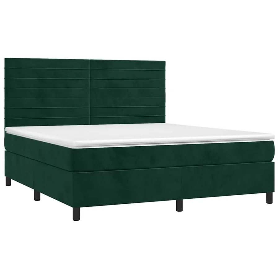 Sommier à lattes de lit avec matelas LED Vert foncé 160x200 cm - 3