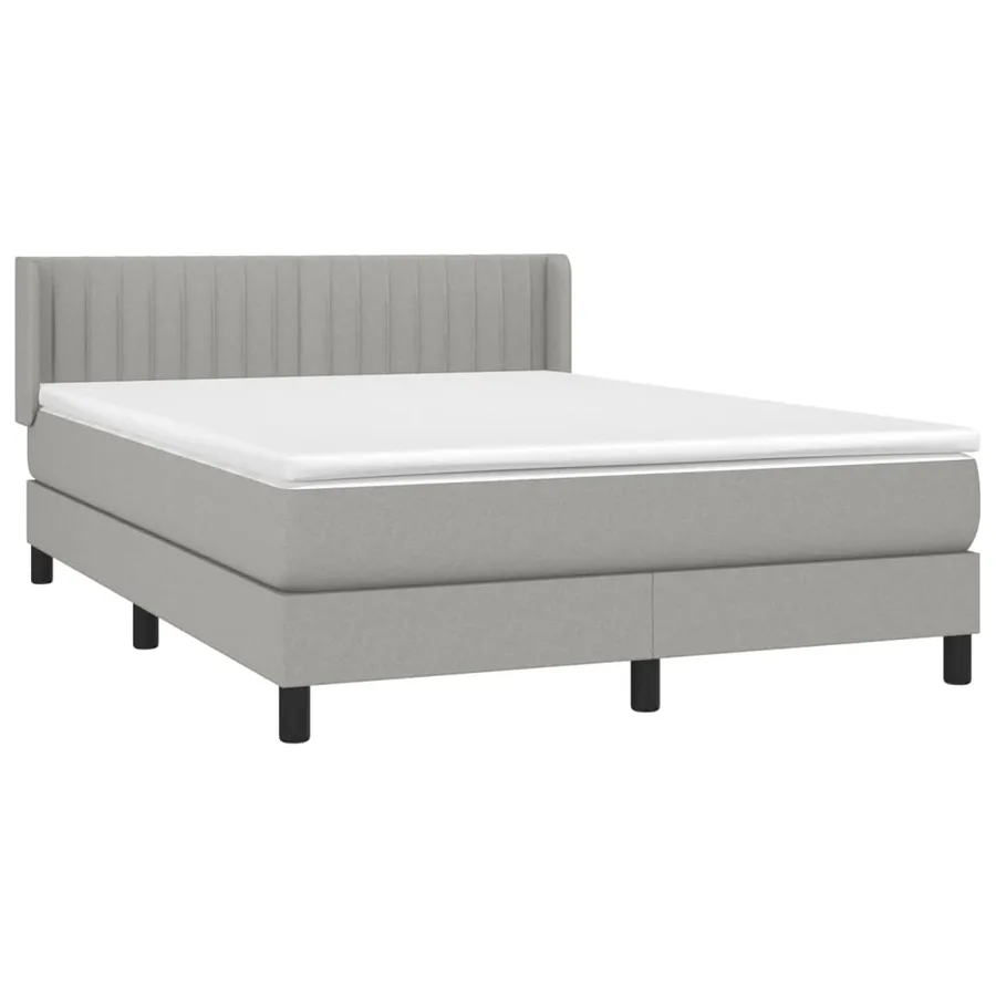 Sommier à lattes de lit avec matelas Gris clair 140x190cm Tissu - 3