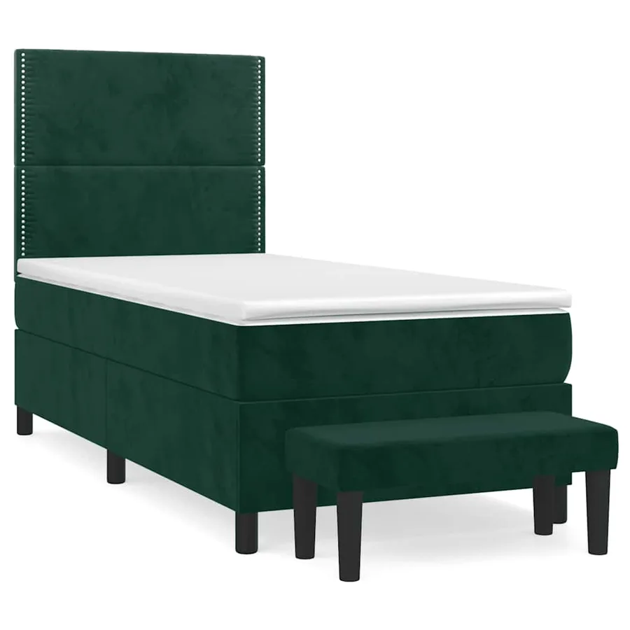 Sommier à lattes de lit avec matelas Vert foncé 90x190 cm - 2