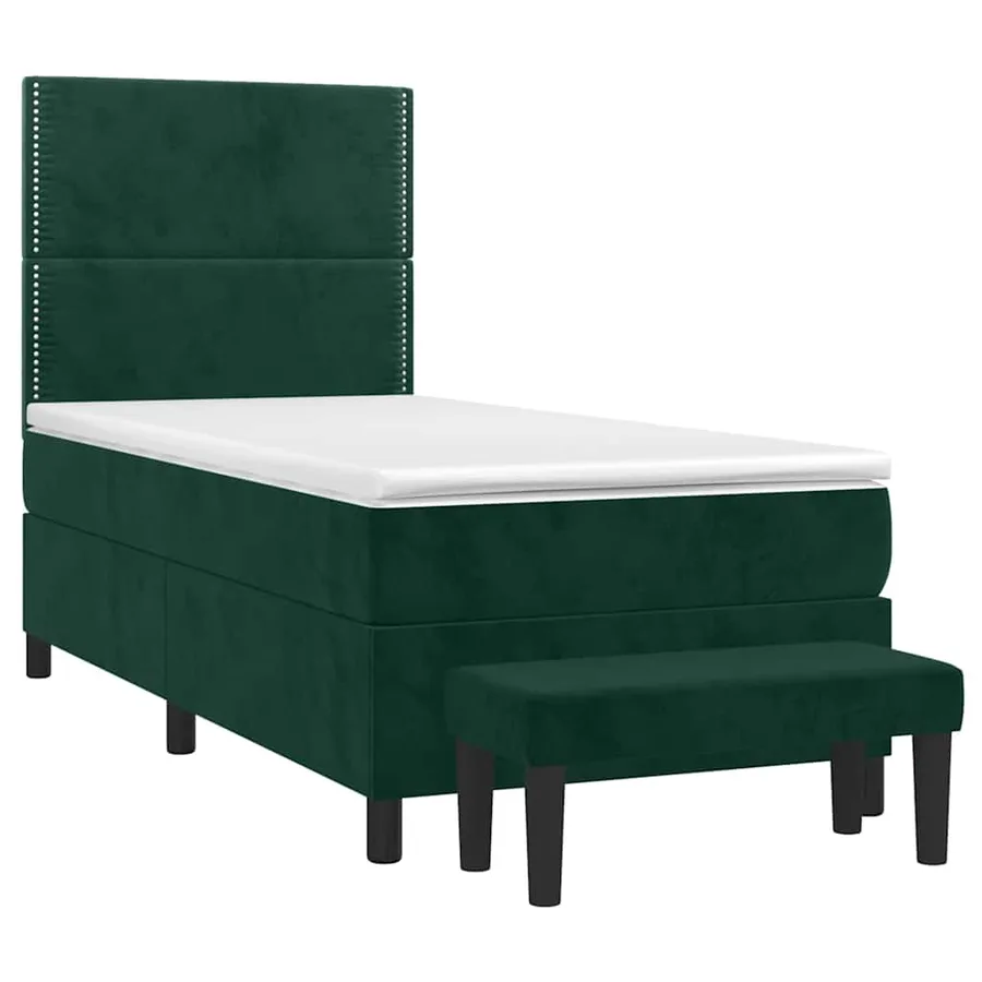 Sommier à lattes de lit avec matelas Vert foncé 90x190 cm - 3