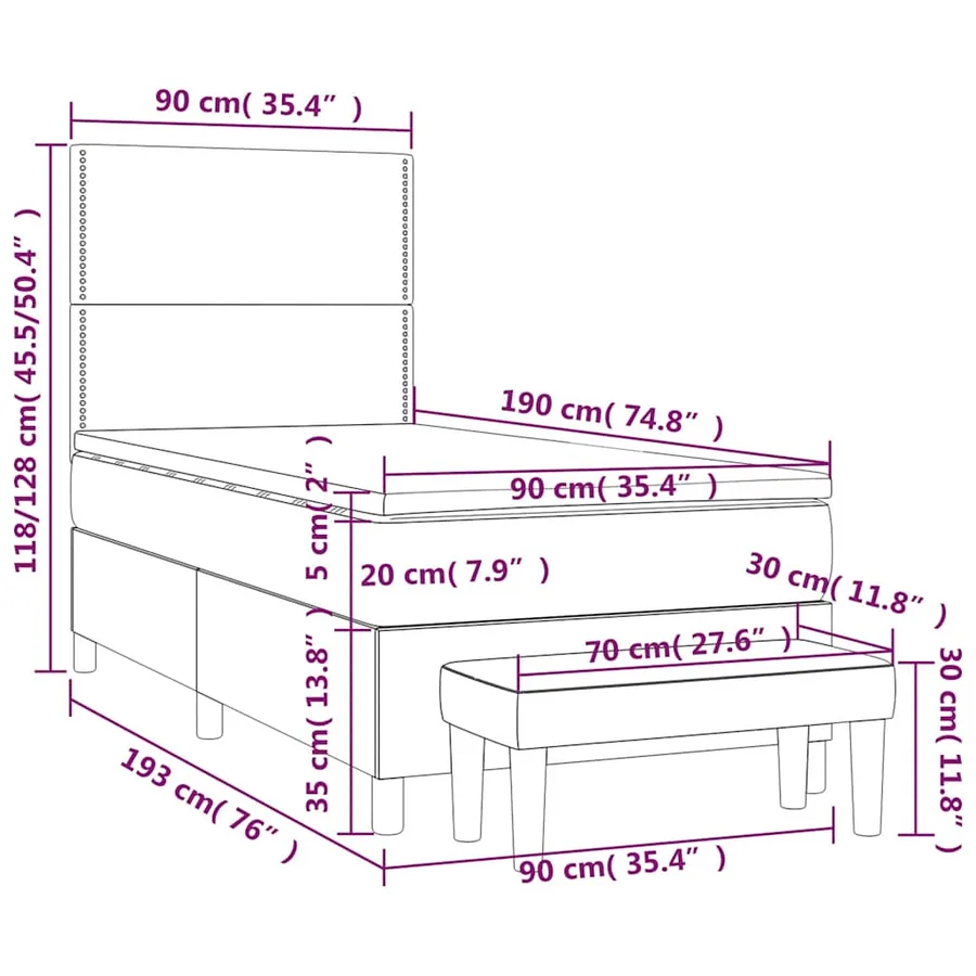 Sommier à lattes de lit avec matelas Vert foncé 90x190 cm - 9