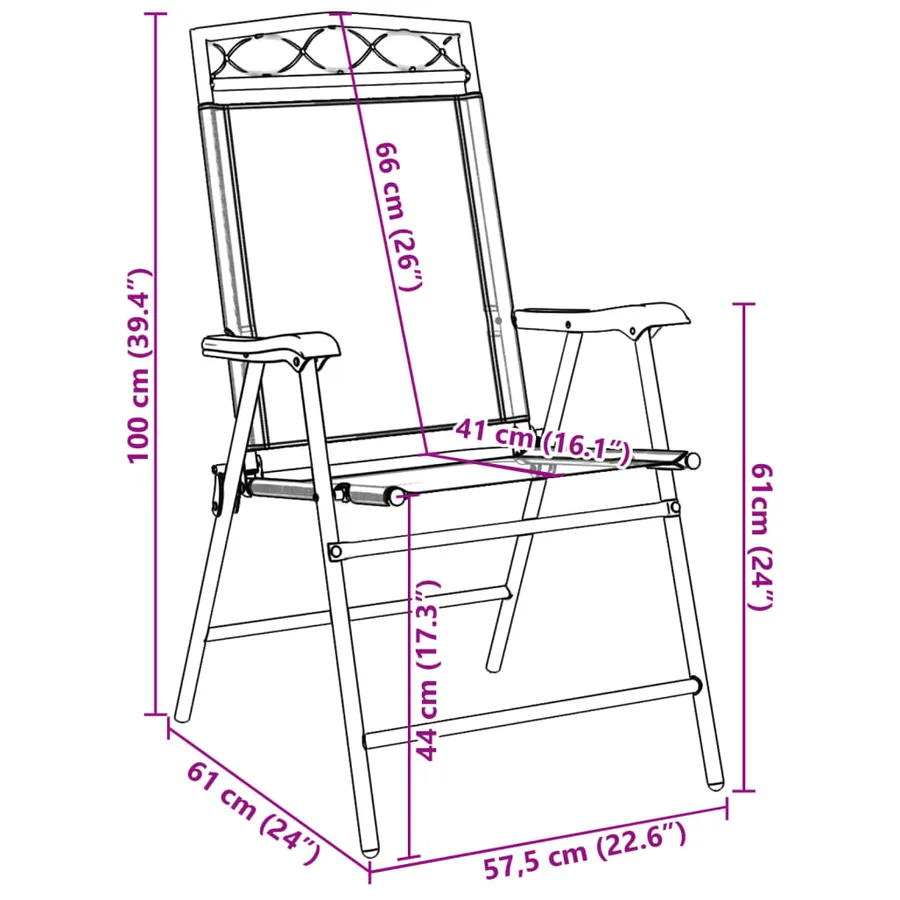 Chaises de jardin pliables lot de 2 en acier et textilène - 12