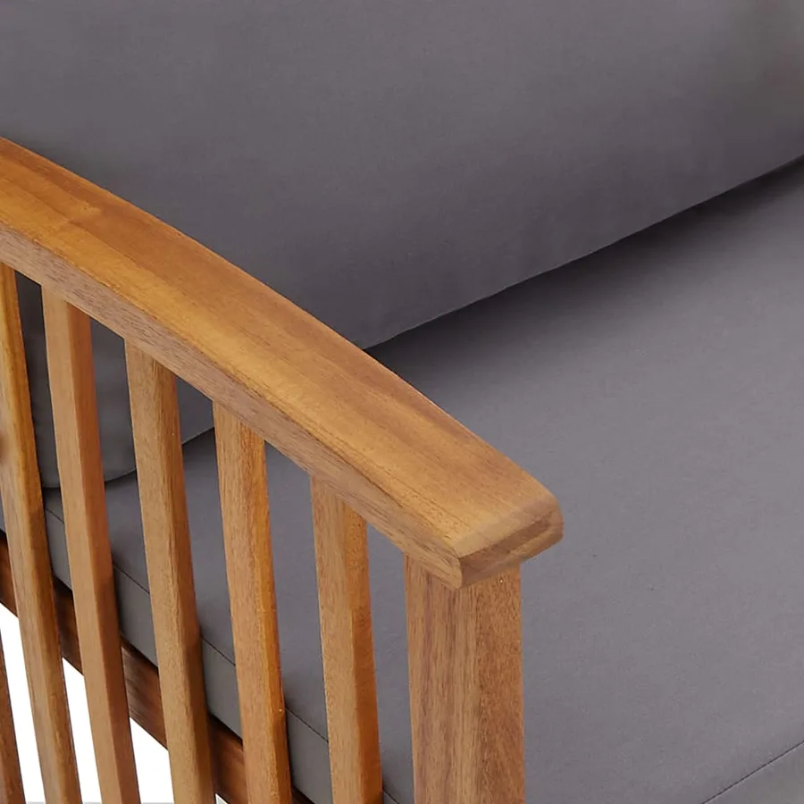 Salon de jardin 2 pcs avec coussins bois d'acacia solide - 6