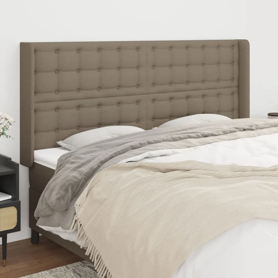 Tête de lit avec oreilles Taupe 163x16x118/128 cm Tissu