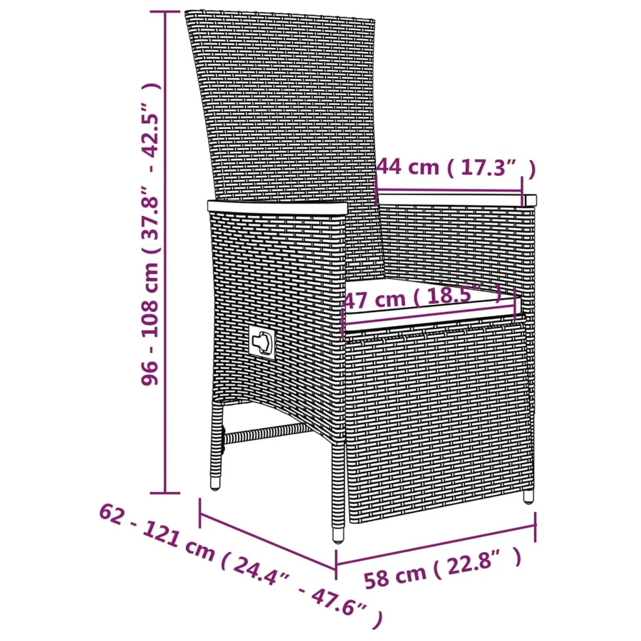 Ensemble à manger de jardin 9 pcs coussins gris résine tressée - 10