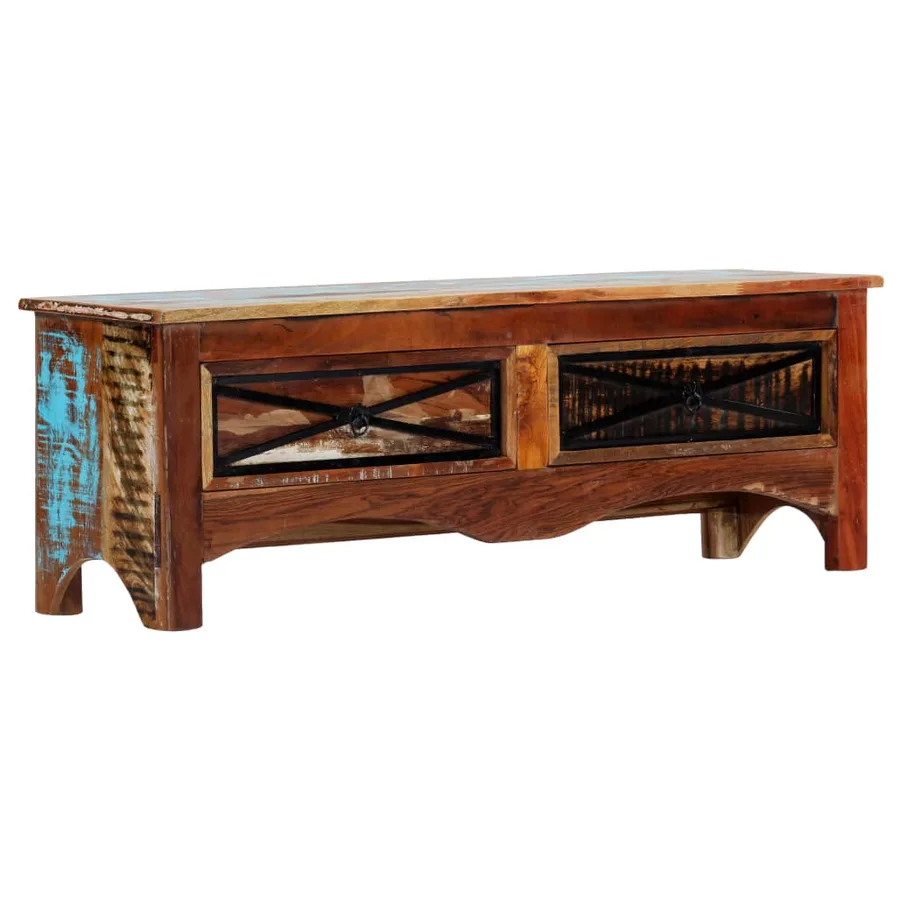 Meuble TV 120x30x40 cm Bois de récupération massif - 12