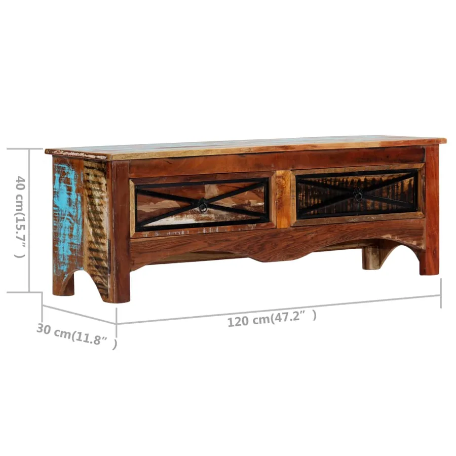 Meuble TV 120x30x40 cm Bois de récupération massif - 8