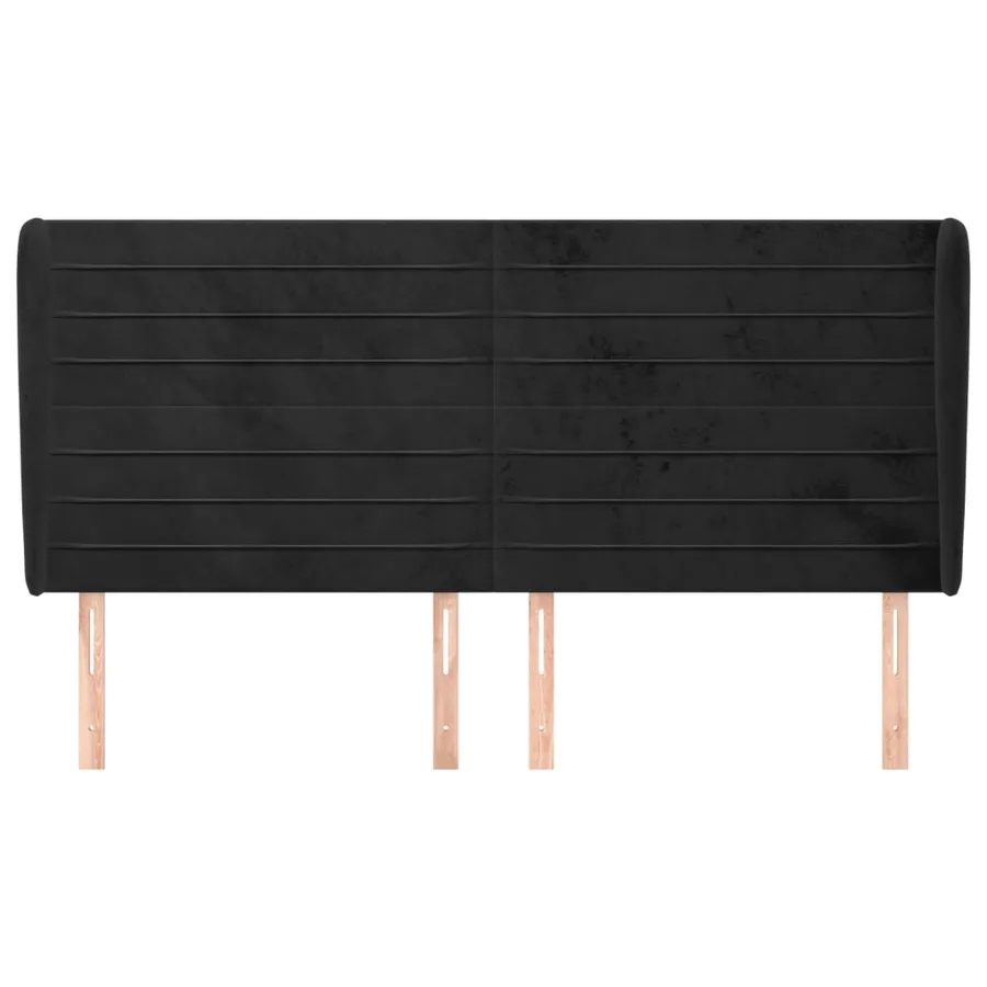 Tête de lit avec oreilles Noir 183x23x118/128 cm Velours - 3