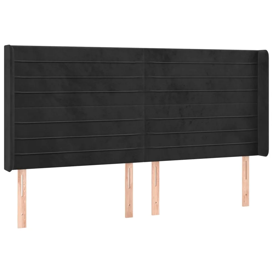 Sommier à lattes de lit matelas et LED Noir 200x200 cm Velours - 7
