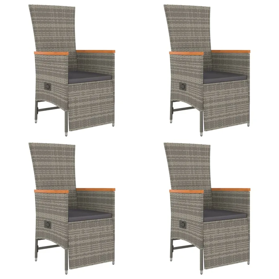 Ensemble à manger de jardin 5 pcs coussins gris résine tressée - 4