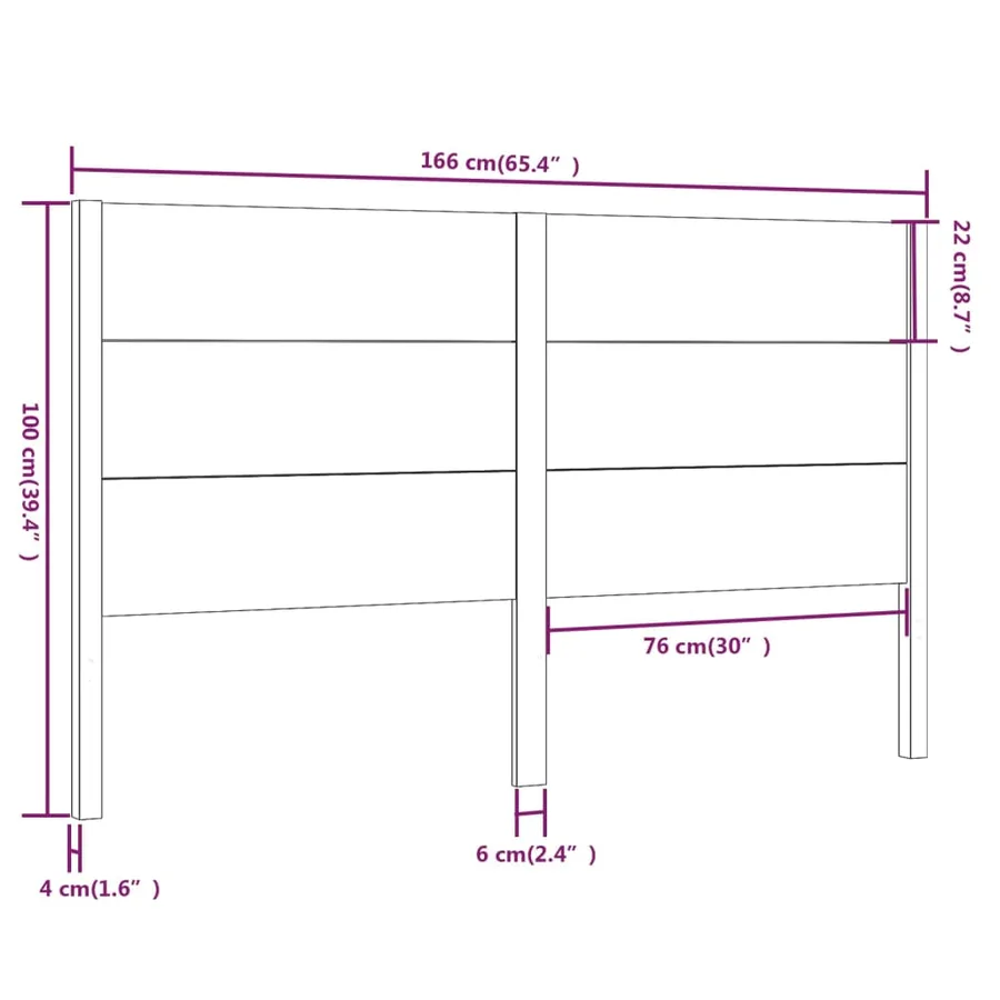 Tête de lit 166x4x100 cm Bois massif de pin - 6