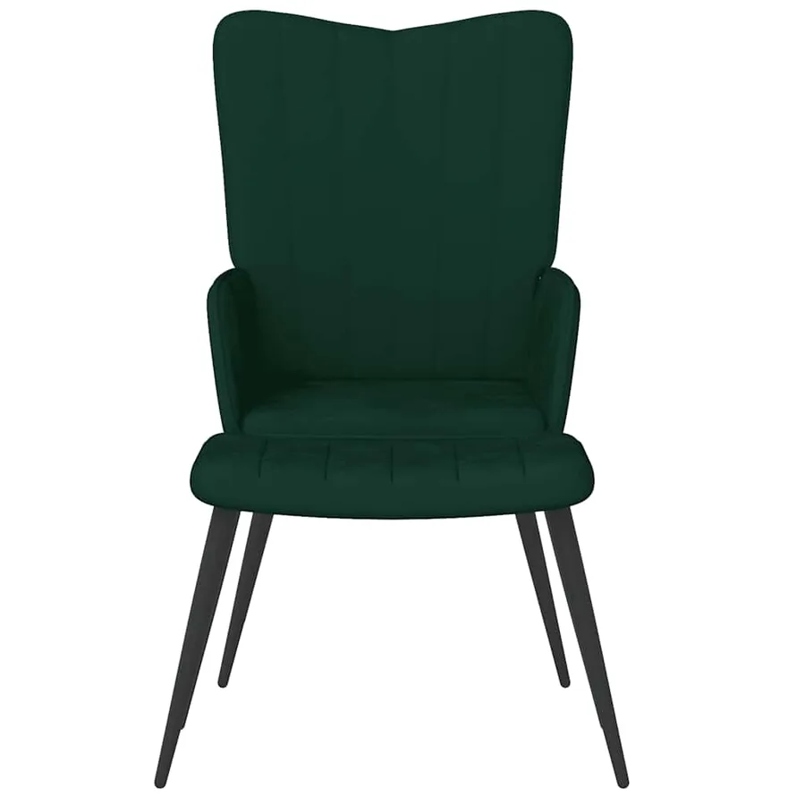 Chaise de relaxation avec tabouret Vert foncé Velours - 3