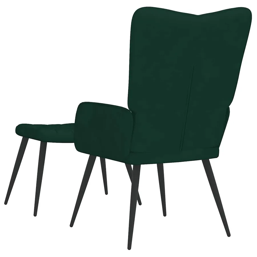 Chaise de relaxation avec tabouret Vert foncé Velours - 5