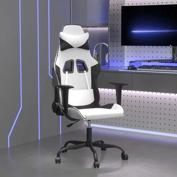 Chaise de jeu Blanc et noir Similicuir