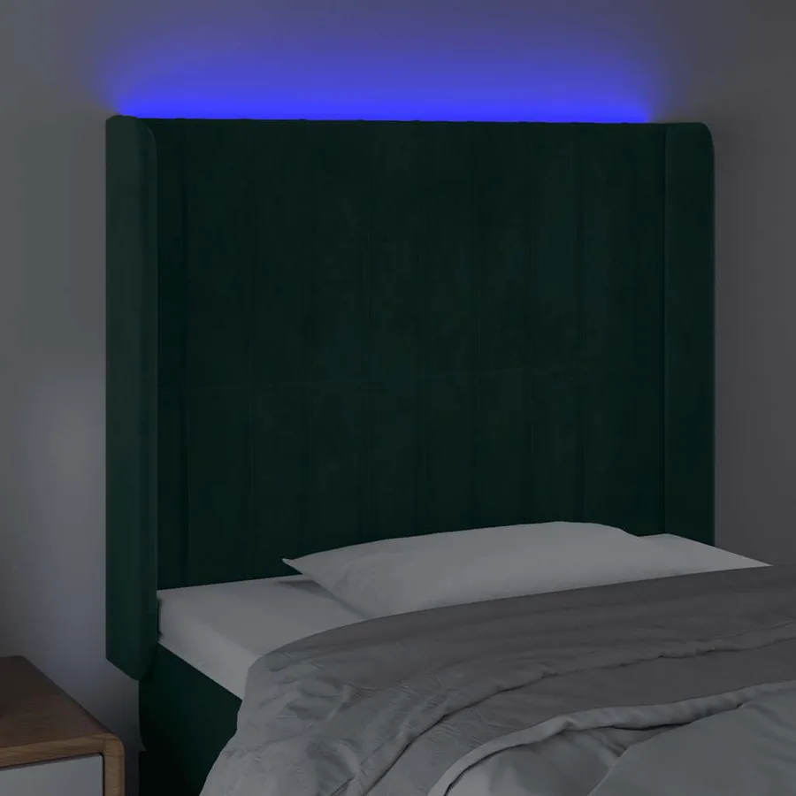 Tête de lit à LED Vert foncé 83x16x118/128 cm Velours - 4
