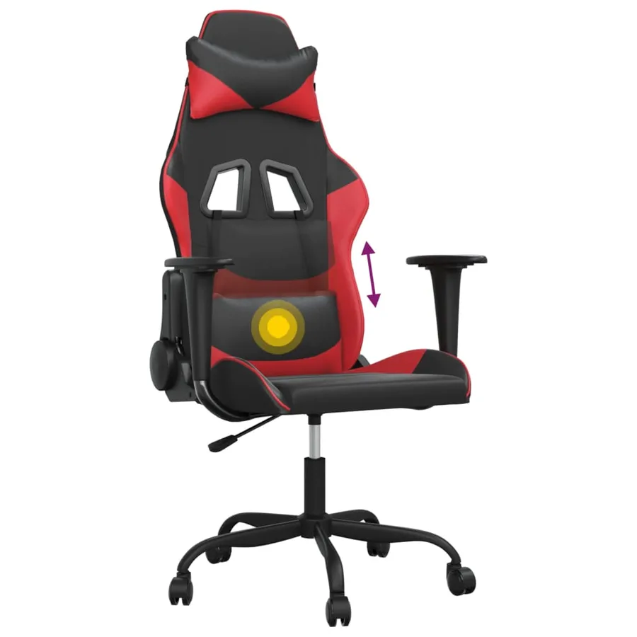 Chaise de jeu de massage Noir et rouge Similicuir - 7