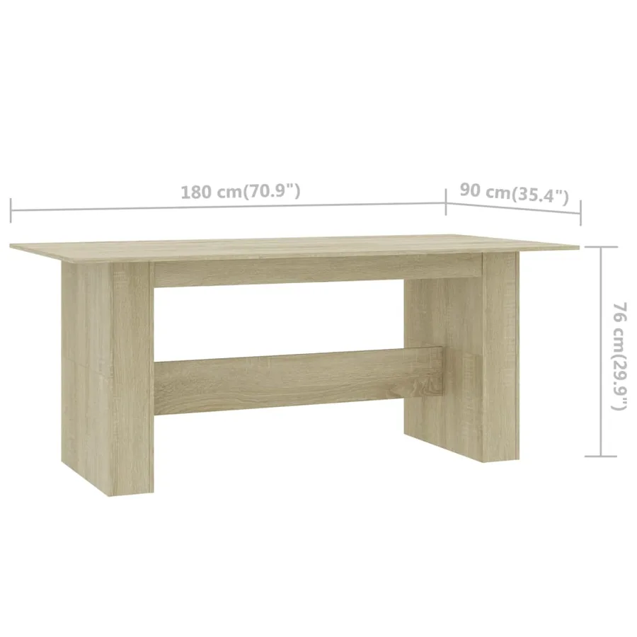 Table à manger Chêne sonoma 180x90x76 cm Bois d’ingénierie - 7