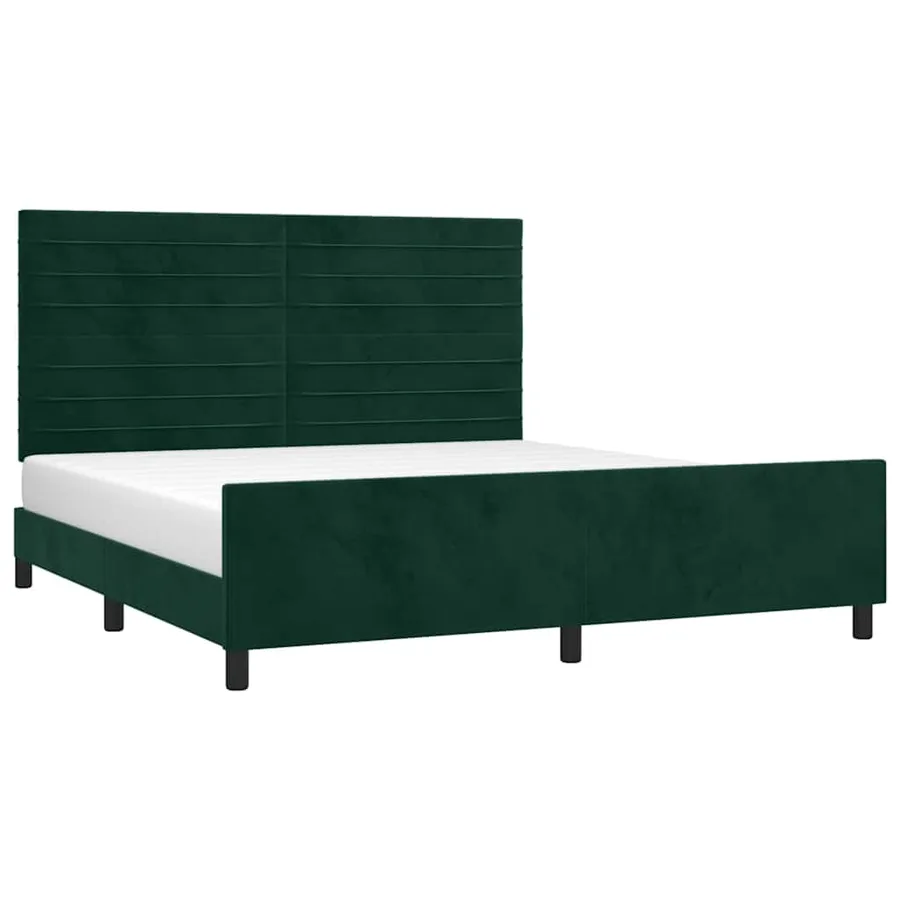 Cadre de lit sans matelas vert foncé 160x200 cm velours - 3