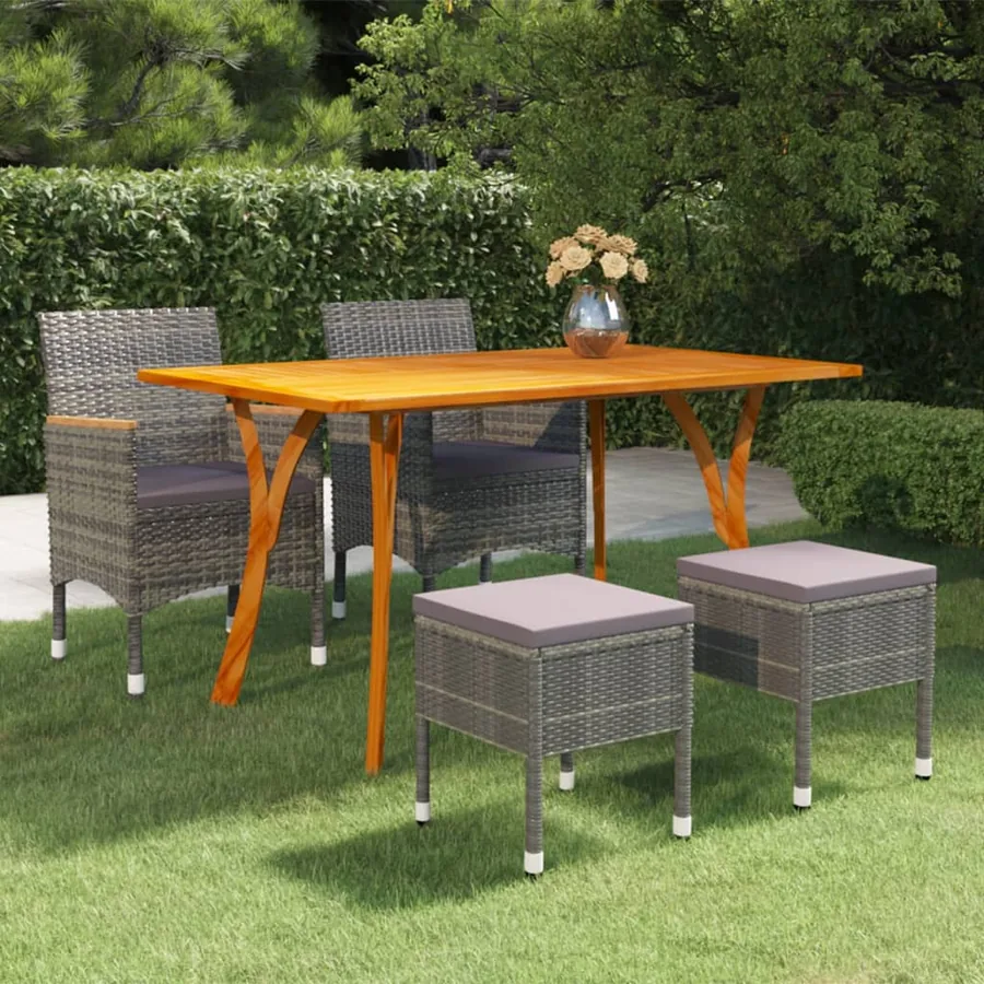 Ensemble à manger de jardin 5 pcs Gris