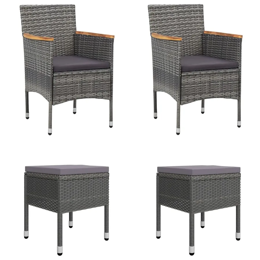 Ensemble à manger de jardin 5 pcs Gris - 3