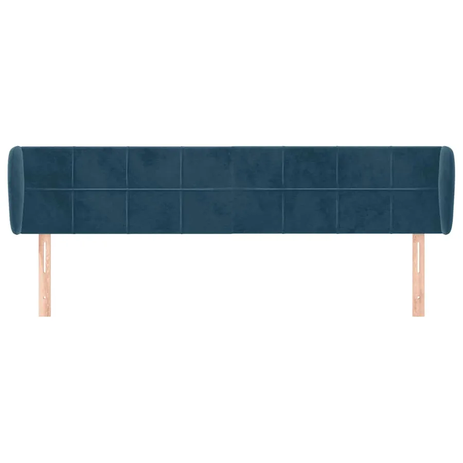 Tête de lit avec oreilles Bleu foncé 163x23x78/88 cm Velours - 3