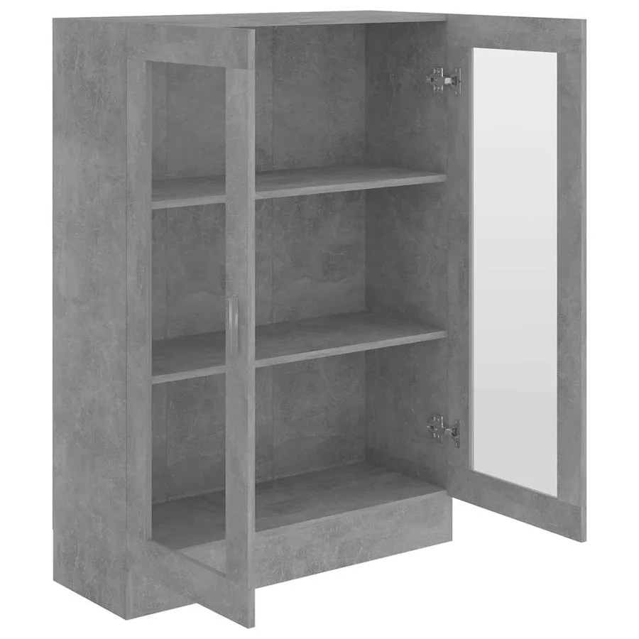 Armoire à vitrine Gris béton 82,5x30,5x115 cm Bois d'ingénierie - 4