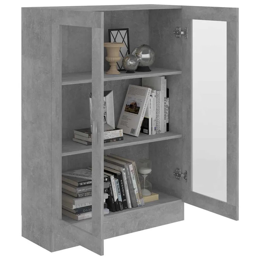Armoire à vitrine Gris béton 82,5x30,5x115 cm Bois d'ingénierie - 7