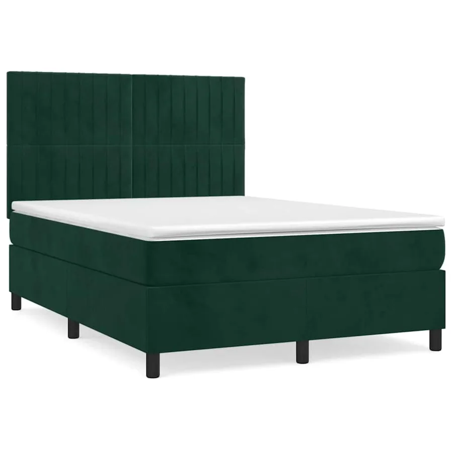 Sommier à lattes de lit et matelas Vert foncé 140x200cm Velours - 2