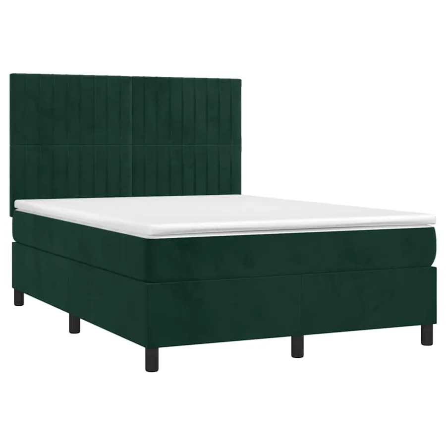 Sommier à lattes de lit et matelas Vert foncé 140x200cm Velours - 3