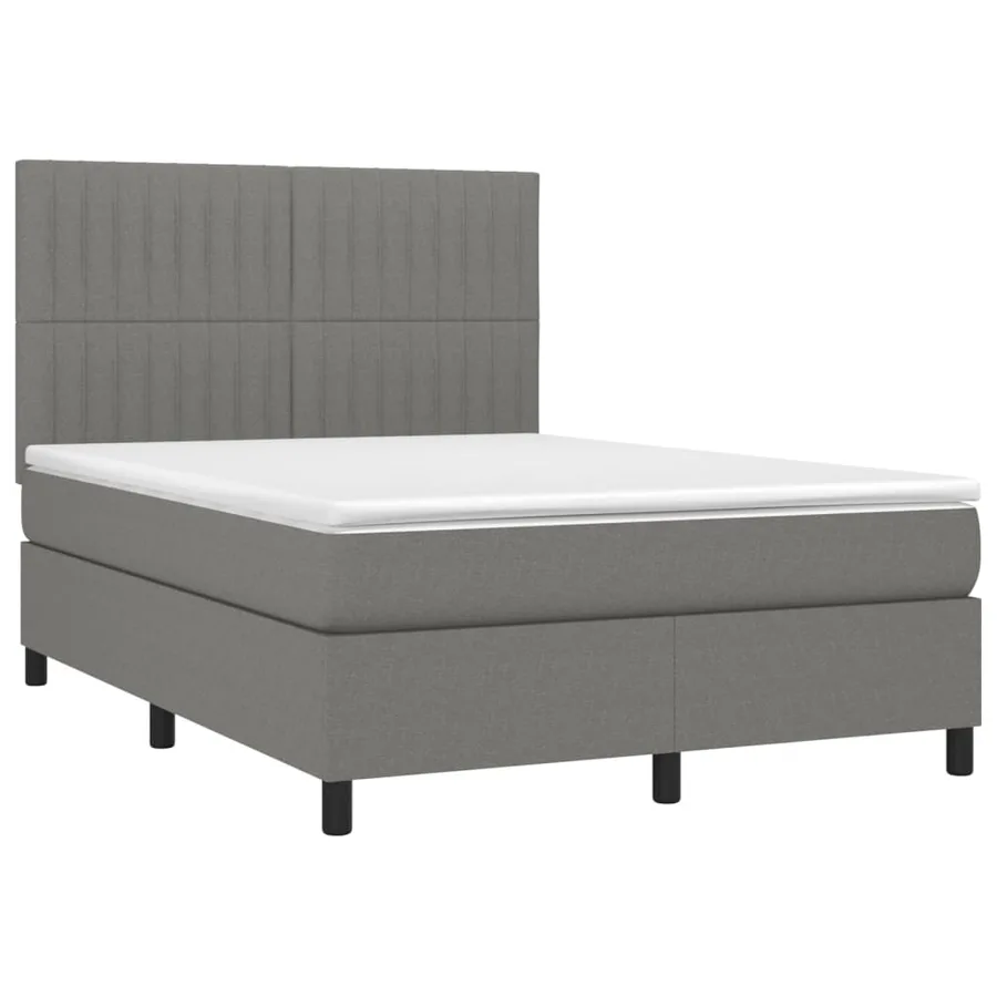 Sommier à lattes de lit et matelas et LED Gris foncé 140x200 cm - 3