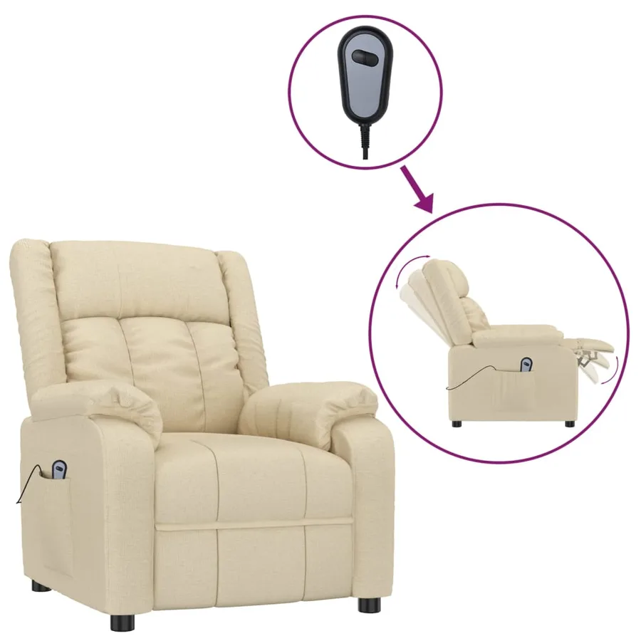 Fauteuil inclinable électrique Crème Tissu - 2