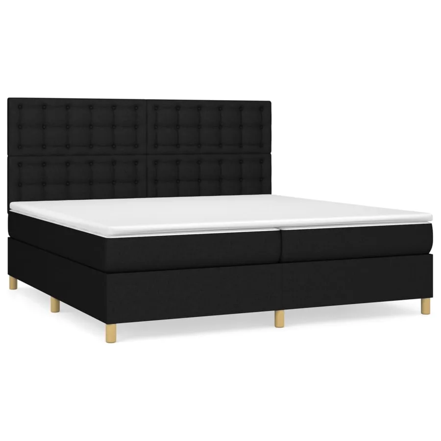 Sommier à lattes de lit avec matelas Noir 200x200 cm Tissu - 2