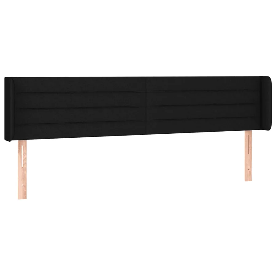 Tête de lit avec oreilles Noir 183x16x78/88 cm Tissu - 2