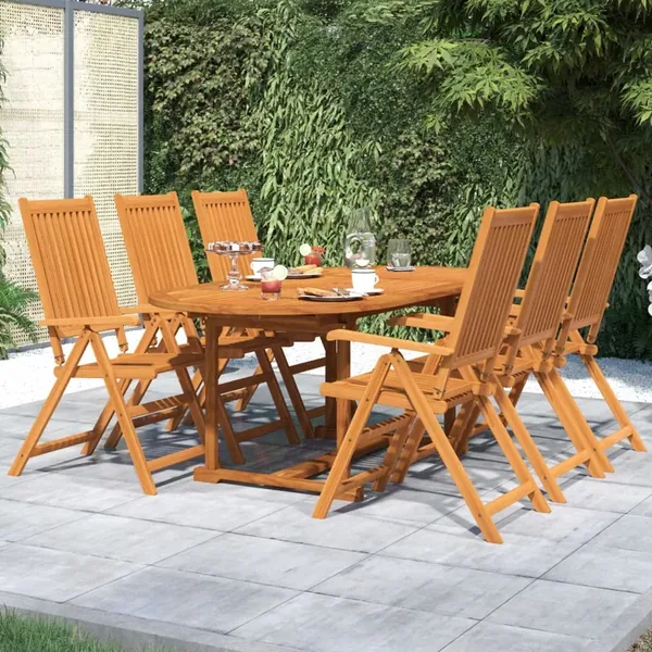 Ensemble à manger de jardin 7 pcs Bois d'acacia massif 120-170 cm