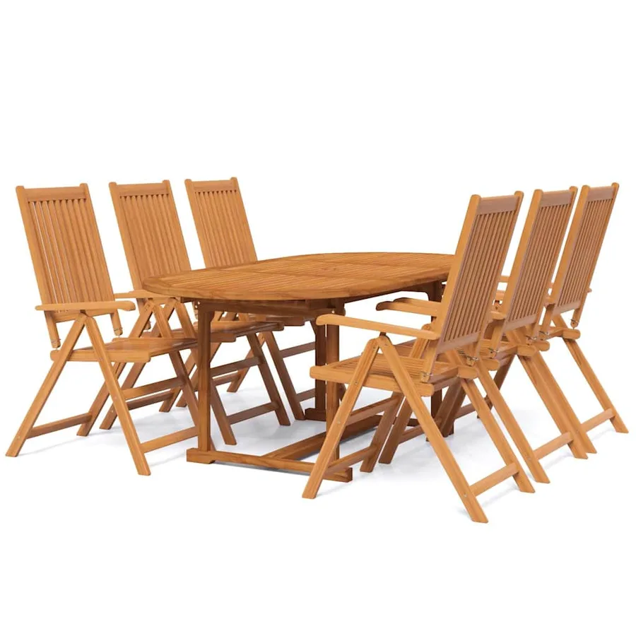 Ensemble à manger de jardin 7 pcs Bois d'acacia massif 120-170 cm - 2
