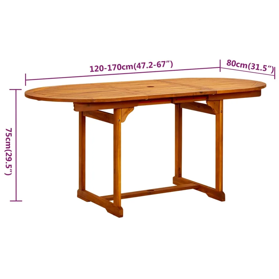 Ensemble à manger de jardin 7 pcs Bois d'acacia massif 120-170 cm - 9