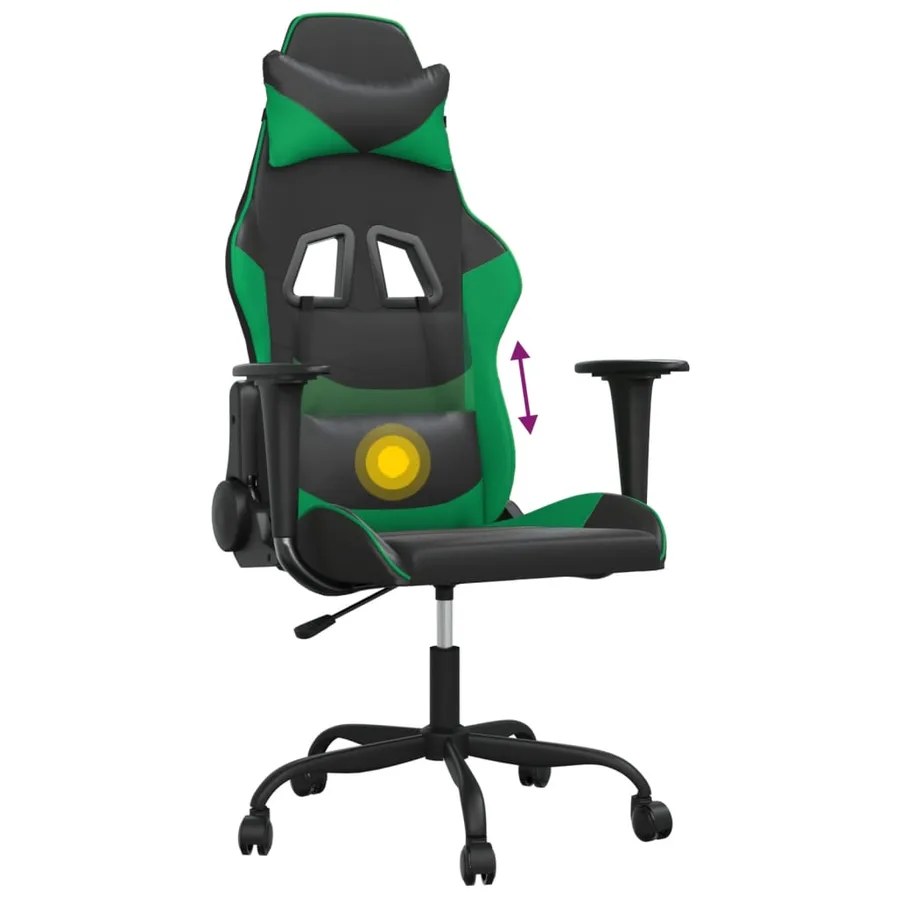 Chaise de jeu de massage Noir et vert Similicuir - 7