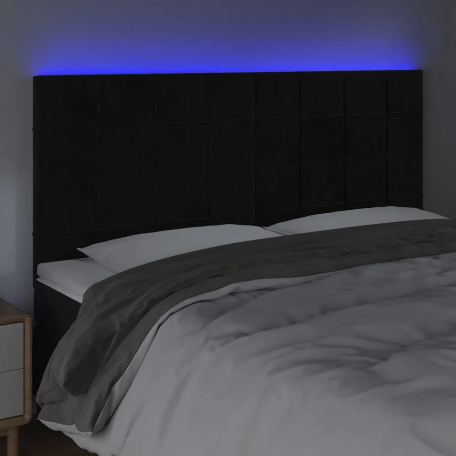 Tête de lit à LED Noir 160x5x118/128 cm Velours - 3