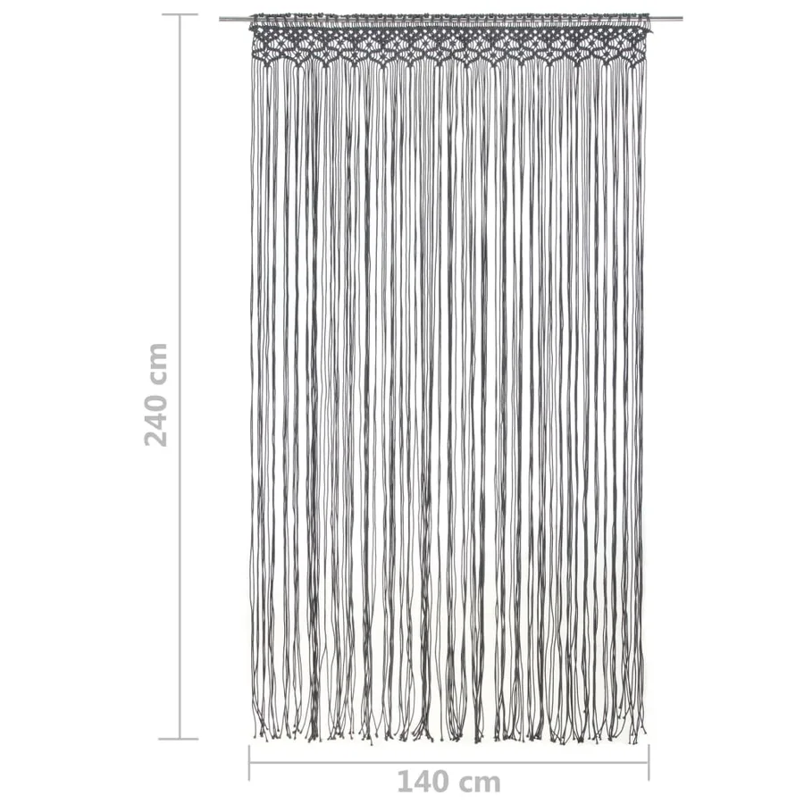 Rideau en macramé Anthracite 140x240 cm Coton - 5