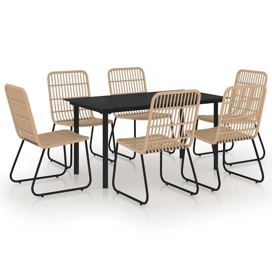 Ensemble à manger d'extérieur 7 pcs résine tressée et verre - 2