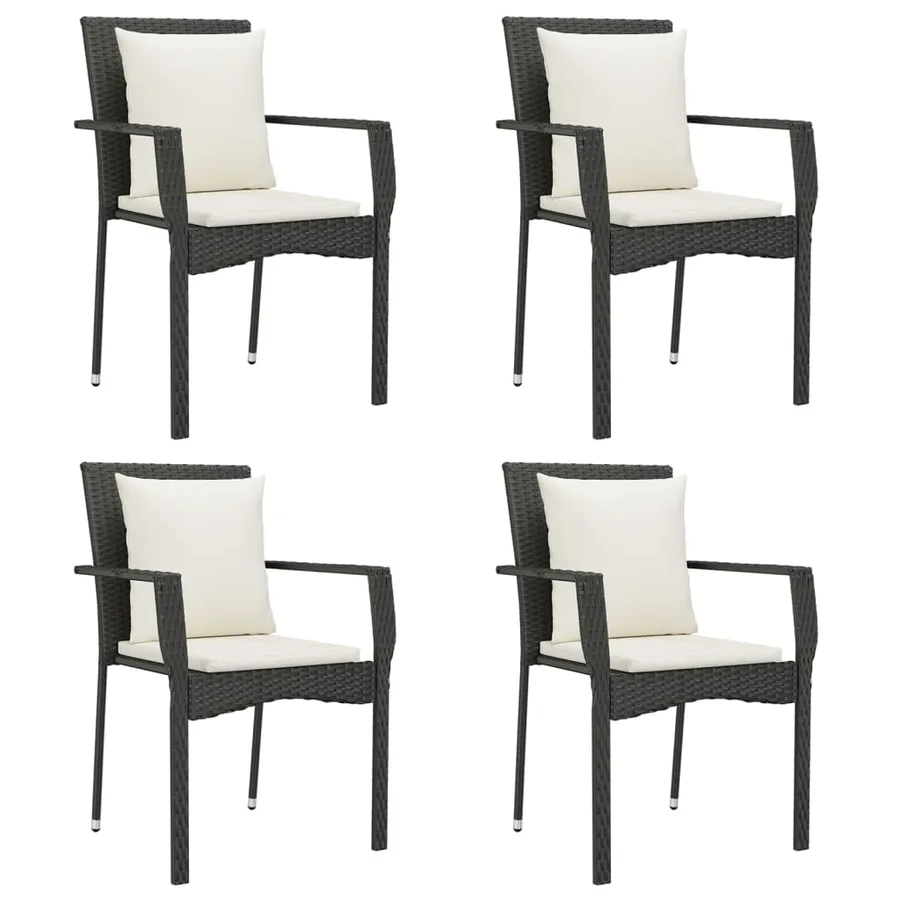 Ensemble à manger de jardin coussins 5pcs Noir Résine tressée - 4