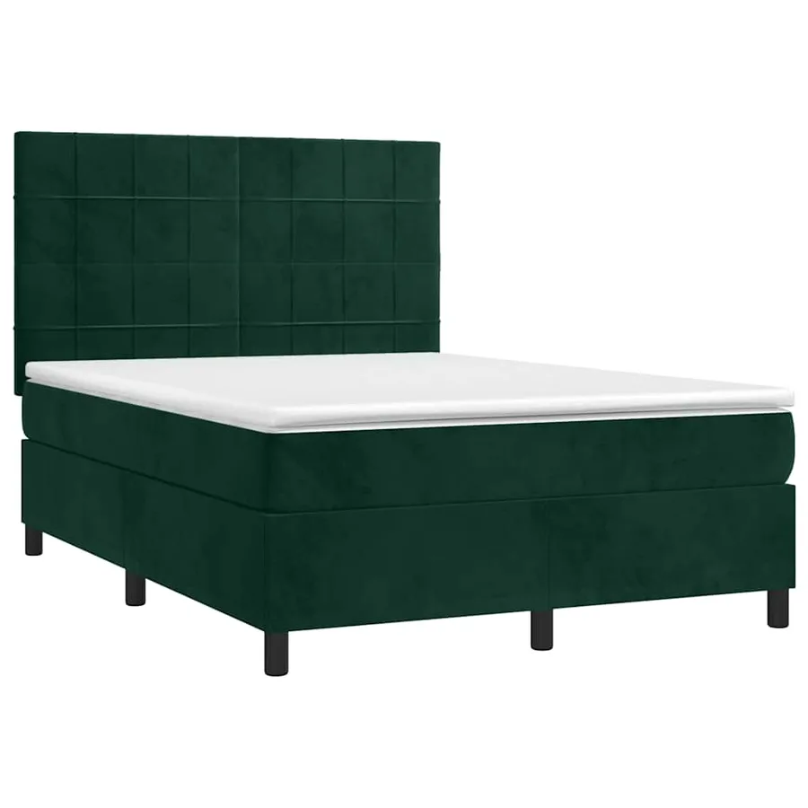 Sommier à lattes de lit matelas et LED Vert foncé 140x200 cm - 3